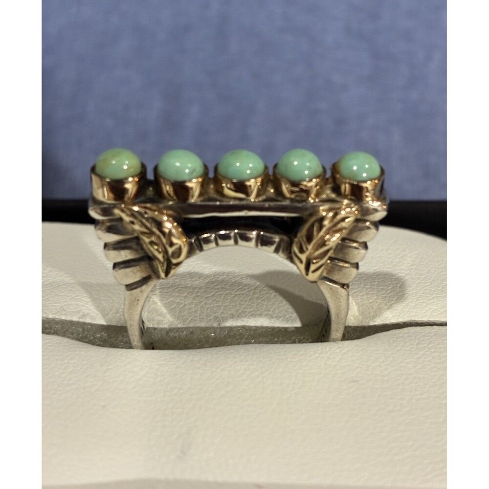 DIAN MALOUF DLM 14K Gold & Sterling Silver Turquoise Stone Stackable Ring SZ 7